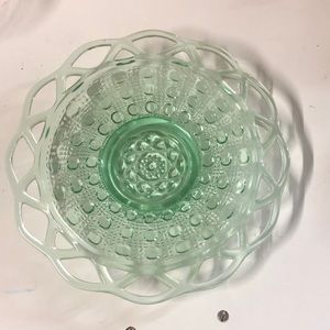 Vintage Green Pressed Glass Plate
